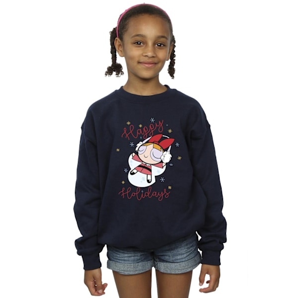 The Powerpuff Girls Girls Happy Holidays Sweatshirt 12-13 år Navy Blue 12-13 Years