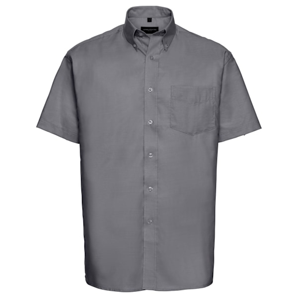 Russell Collection Herr Oxford Easy-Care Kortärmad Skjorta 16 Silver 16in