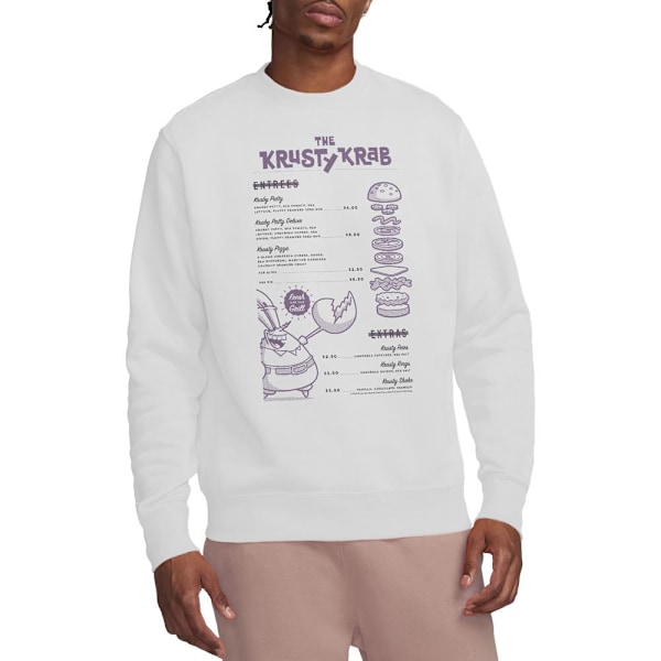 SvampBob Fyrkant Unisex Vuxen Krusty Krab Meny Sweatshirt White M