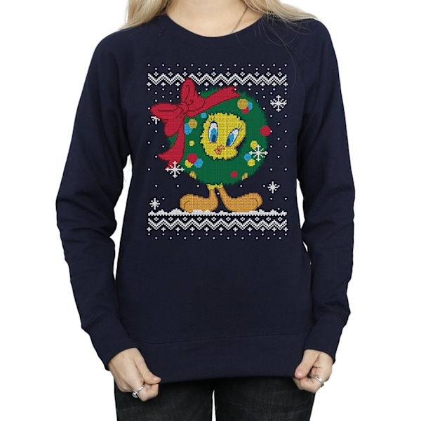 Looney Tunes Dam/Damer Tweety Pie Jul Fair Isle Sweatshirt Navy Blue L