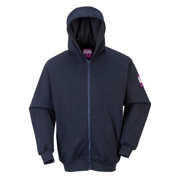 Portwest FR81 Hoodie med Huva och Hel Dragkedja för Män XXL Marinblå Navy XXL