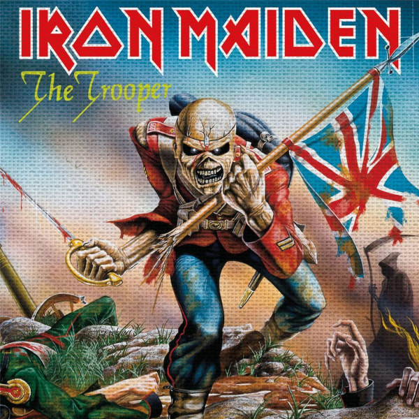 Iron Maiden The Trooper Print 40cm x 40cm Röd/Blå/Grön Red/Blue/Green 40cm x 40cm