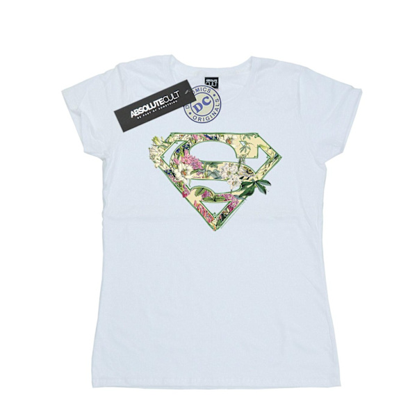 DC Comics Dam/Kvinnor Supergirl Blommig Sköld Bomull T-shirt White L