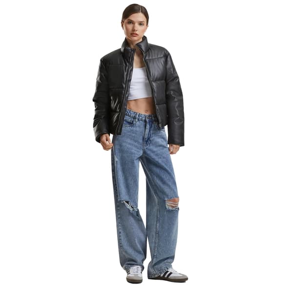 Urban Classics Puffjacka i konstläder för dam S Black S