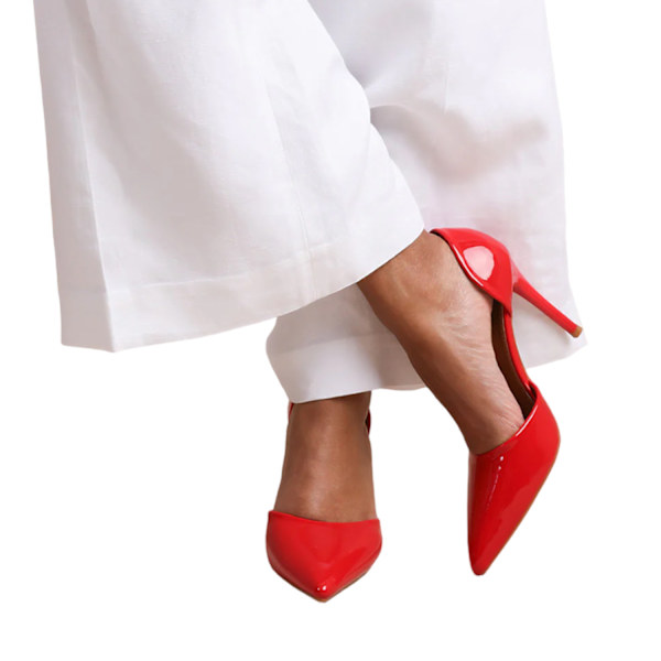 Where's That From Dam/Damer Athens Patent Faux Läder Poin Red 7 UK