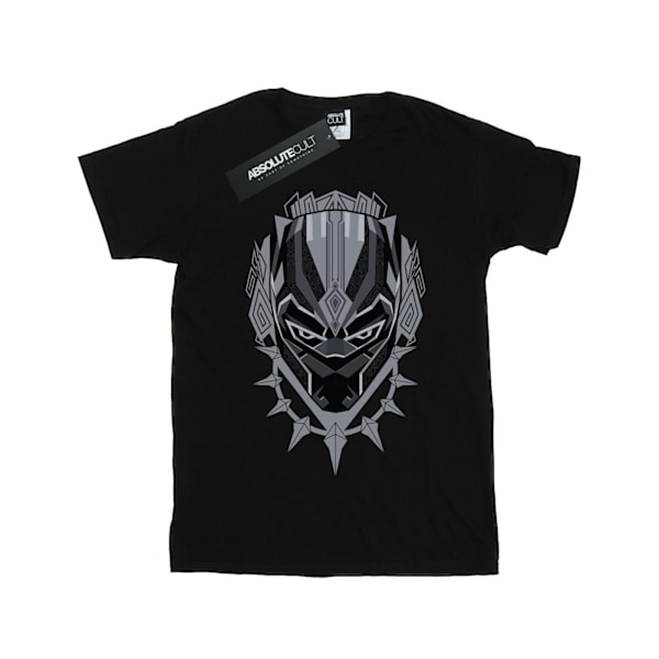 Marvel Girls Black Panther Head Bomull T-shirt 5-6 år Svart Black 5-6 Years