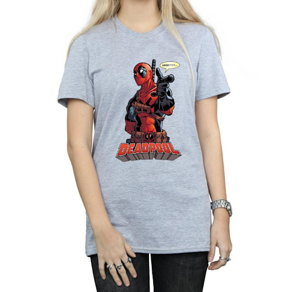 Deadpool Damtröja för kvinnor/damer Hey You i bomull, pojkvänmodell, XL, sportgrå Sports Grey XL