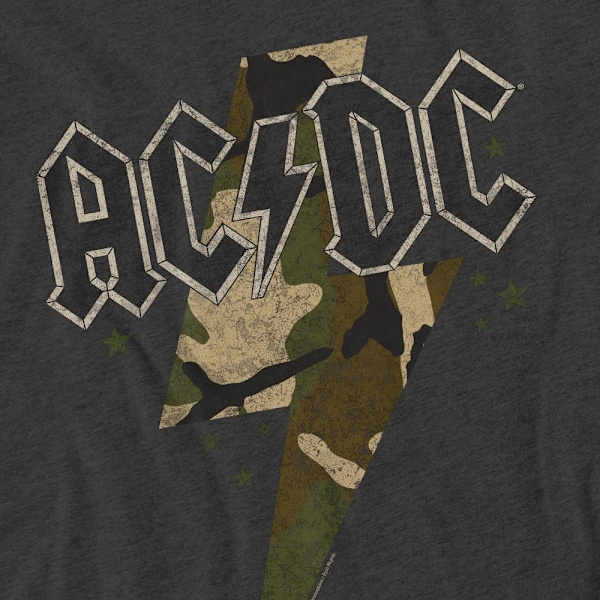 AC/DC Unisex Vuxen Camo Bolt T-Shirt XL Kolgrå Charcoal XL
