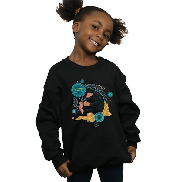 Fantastiska vidunder Girls Sitting Niffler Sweatshirt 5-6 år Bla Black 5-6 Years