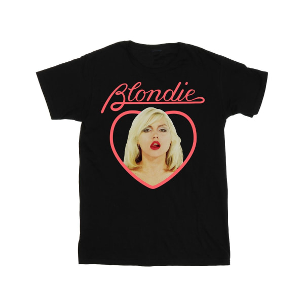 Blondie kvinnor/damer Hjärta ansikte bomull pojkvän T-shirt 5XL B Black 5XL