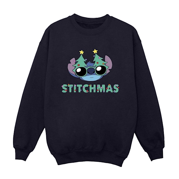 Disney Dam/Kvinnor Lilo & Stitch Stitchmas Glasögon Sweatshirt Navy Blue XXL