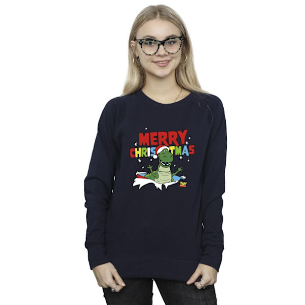 Disney Dam/Kvinnor Toy Story Rex Jul Burst Sweatshirt M Navy Blue M