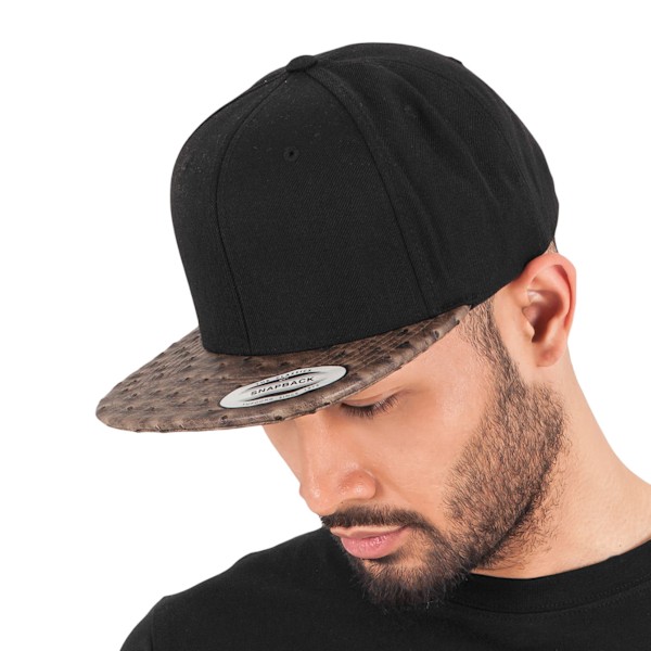Yupoong Flexfit Unisex Läder Snapback Cap One Size Svart/Strut Black/Ostrich One Size