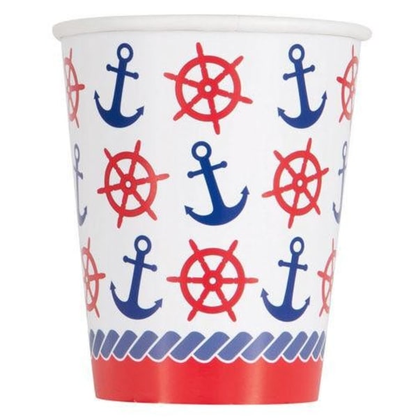 Unikt festpapper Nautical Summer Party Cup (Pack om 8) One Si White/Red/Blue One Size