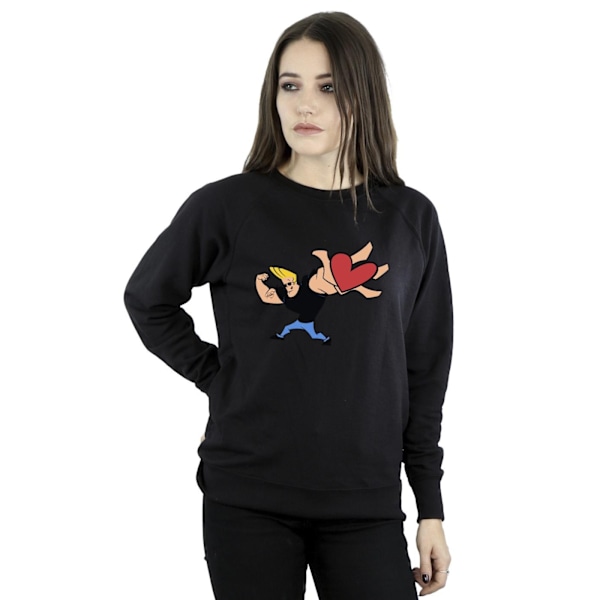 Johnny Bravo Dam/Kvinnor Hjärta Present Sweatshirt S Svart Black S