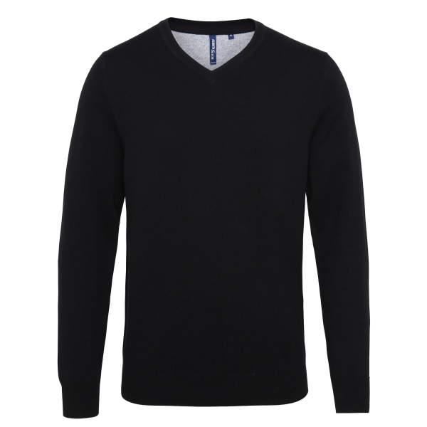Asquith & Fox Mens Cotton Rich V-Neck Sweater S Svart Black S