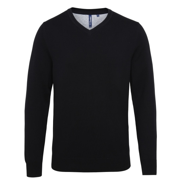 Asquith & Fox Mens Cotton Rich V-ringad tröja L Svart Black L