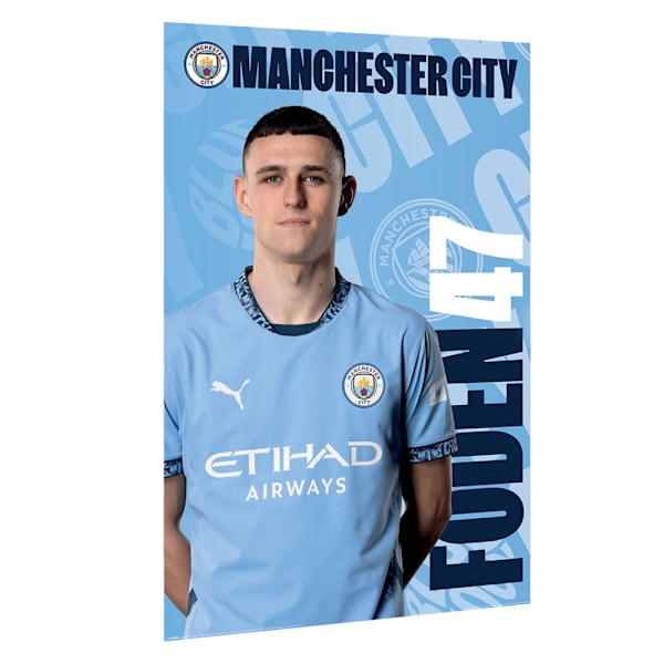 Manchester City FC Phil Foden Poster 91cm x 61cm Blå/Vit Blue/White 91cm x 61cm