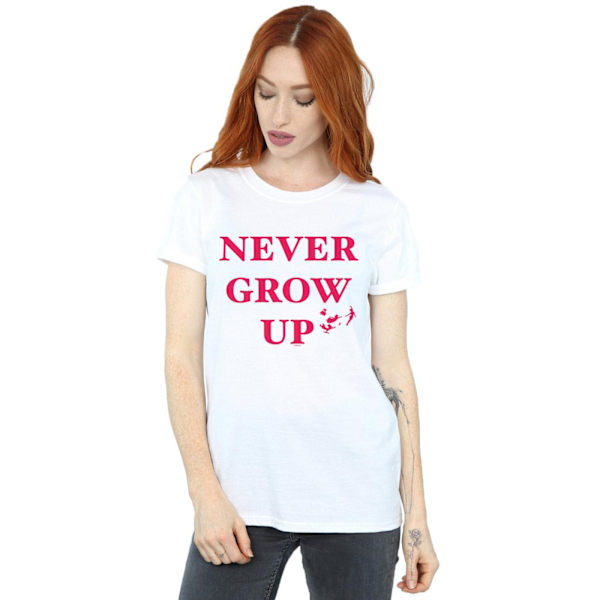 Disney Dam/Kvinnor Peter Pan Never Grow Up Bomull Boyfriend T White 3XL