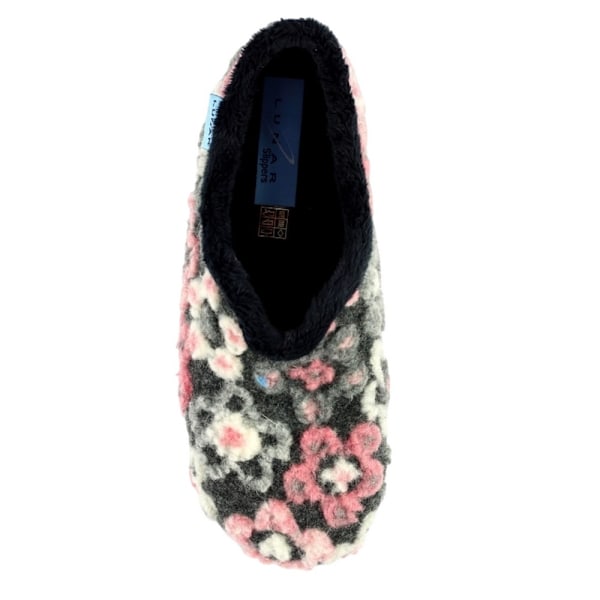 Lunar Dam/Dam Hippy Flower Tofflor 5 UK Svart/Röd/Vit Black/Red/White 5 UK