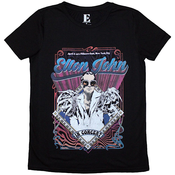 Elton John Dam/Kvinnor Psych Vintage T-Shirt XXL Svart Black XXL