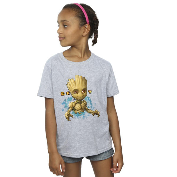 Guardians Of The Galaxy Girls Groot Flowers Bomull T-shirt 7-8 Sports Grey 7-8 Years