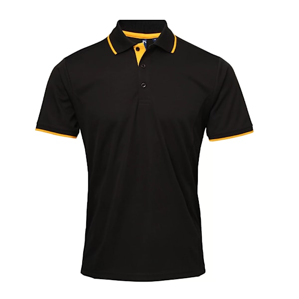 Premier Mens Coolchecker Contrast Pique Polo Shirt L Svart/Solros Black/Sunflower L