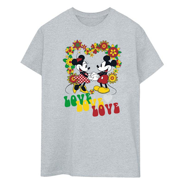 Mickey Mouse Hippie Love Mickey & Minnie Mouse Boyfriend T-shirt för kvinnor Sports Grey 3XL