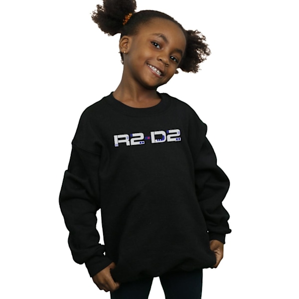 Star Wars Girls The Rise Of Skywalker R2-D2 Text Logo Sweatshirt Black 3-4 Years