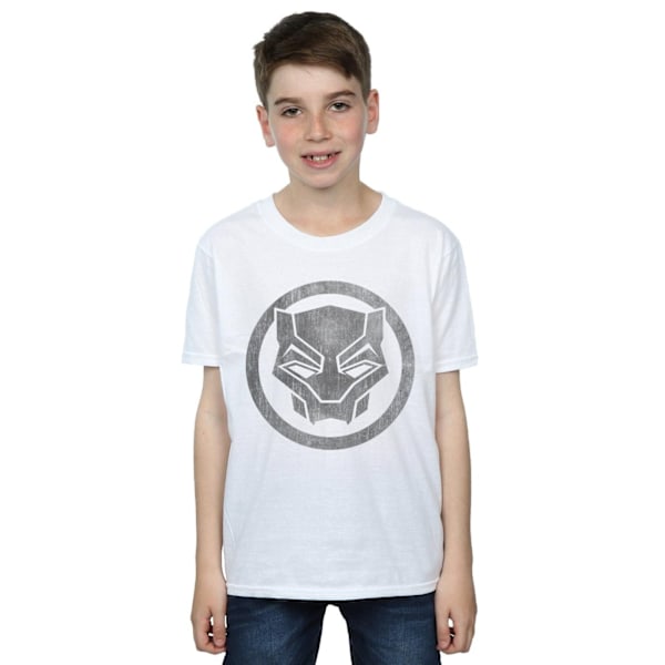 Marvel Boys Black Panther Distressed Icon T-Shirt 9-11 år Vit White 9-11 Years