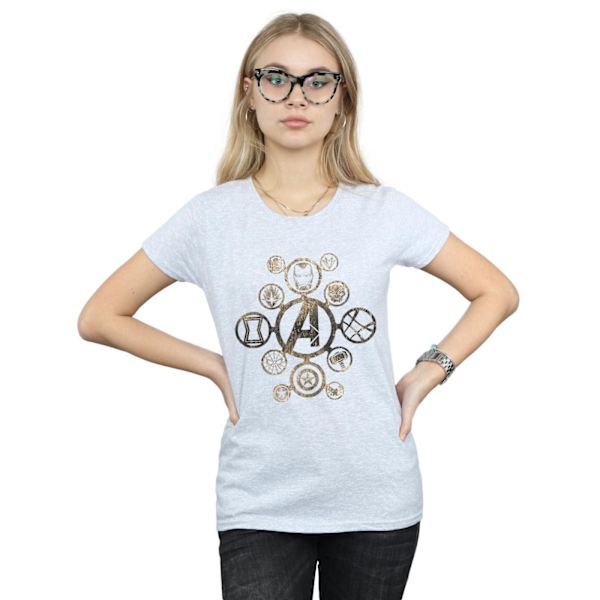 Avengers Infinity War Dam T-shirt i bomull med ikoner för kvinnor/damer M Spor Sports Grey M