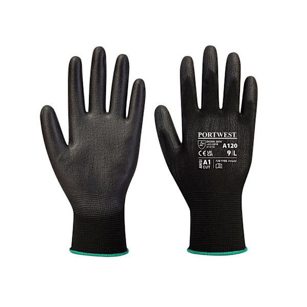 Portwest Unisex Vuxen PU Palm Handskar 9 Svart Black 9