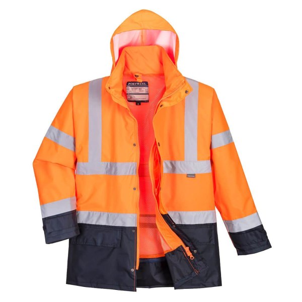 Portwest Mens Executive 5 In 1 Hi-Vis Safety Jacket XL Orange/N Orange/Navy XL