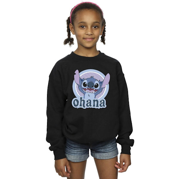 Disney Girls Lilo And Stitch Ohana Circle Sweatshirt 5-6 år Black 5-6 Years