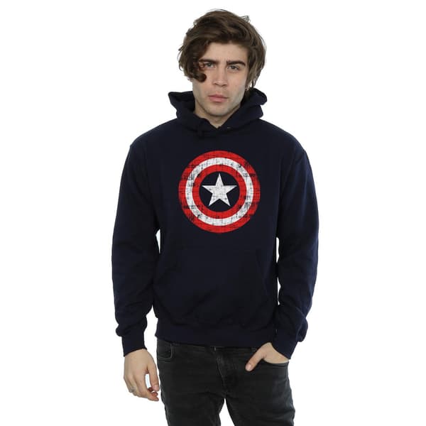 Marvel Herr Avengers Captain America Scratched Shield Hoodie M Navy Blue M