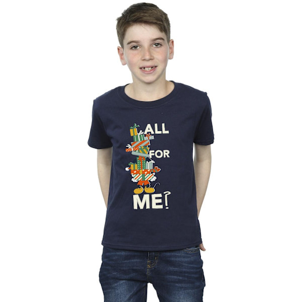 Disney Boys Mickey Mouse Presents All For Me T-Shirt 12-13 År Navy Blue 12-13 Years