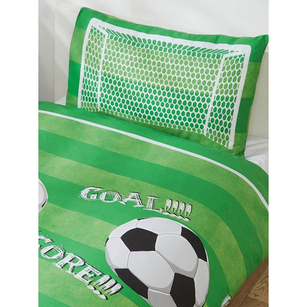 Rapport Goal Fotboll Påslakan Set Enkelsäng Grön/Vit Green/White Single