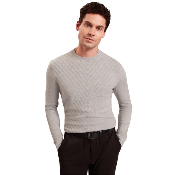 Ted Baker Herr Chevron Ribbad Krage Långärmad Tröja XL Ljusgrå Light Grey XL