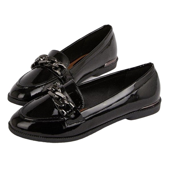 Dorothy Perkins Dam/Dam Leila kedja lack PU Loafers 5 U True Black 5 UK