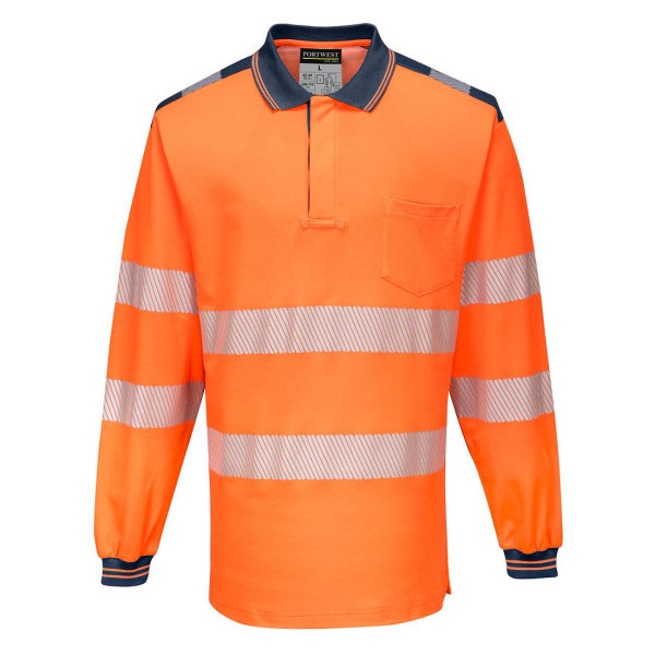 Portwest Herr PW3 Bomull Hi-Vis Säkerhets Polo Shirt M Orange/Marinblå Orange/Navy M
