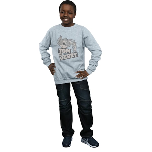 Tom And Jerry Boys Cartoon Wink Sweatshirt 7-8 År Sports Grå Sports Grey 7-8 Years