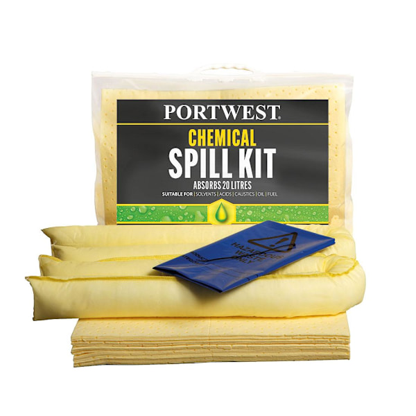 Portwest 20L Kemikaliespill Kit (6-pack) One Size Gul Yellow One Size