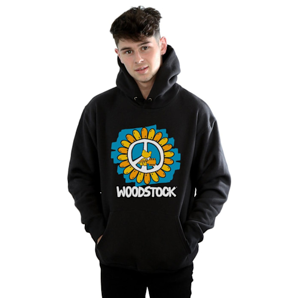 Woodstock Mens Flower Peace Hoodie 4XL Svart Black 4XL