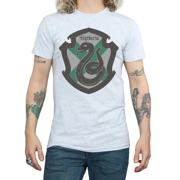 Harry Potter Herr Slytherin Crest Flat T-Shirt S Sports Grey Sports Grey S
