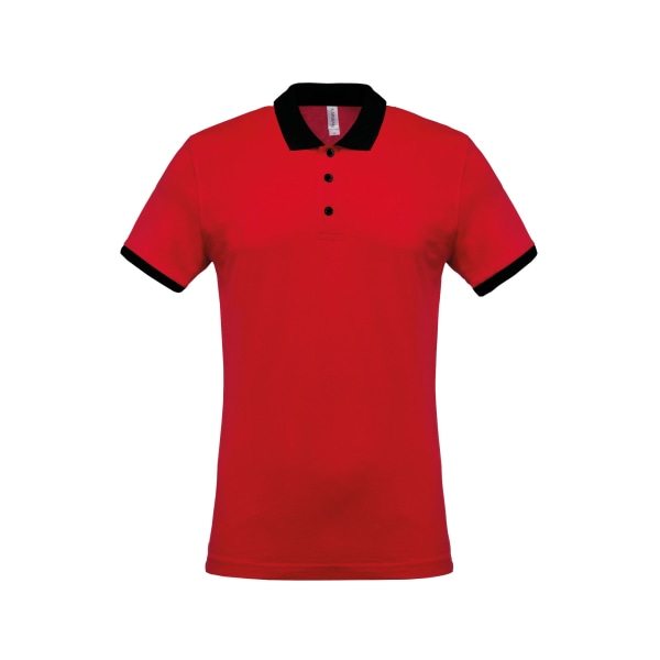 Kariban Herr Two-Tone Pique Polo Shirt S Röd/Svart Red/Black S