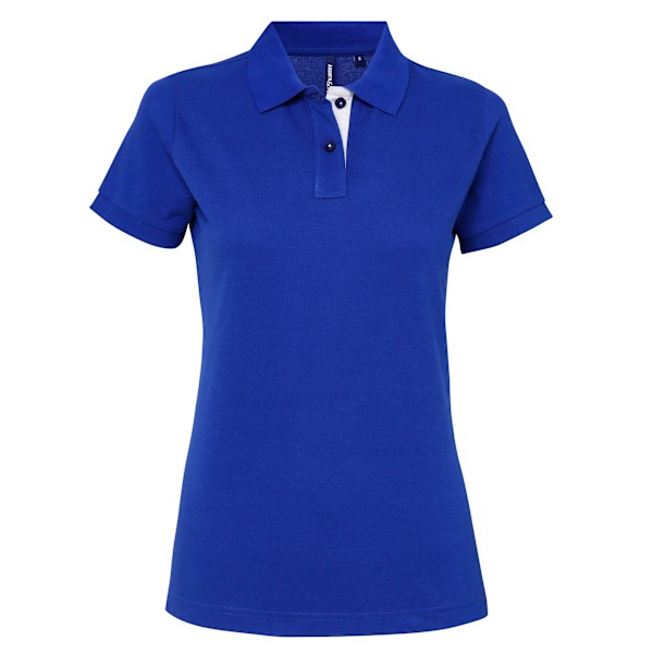 Asquith & Fox Dam/Dam Short Sleeve Contrast Polo Shirt L Royal/ White L