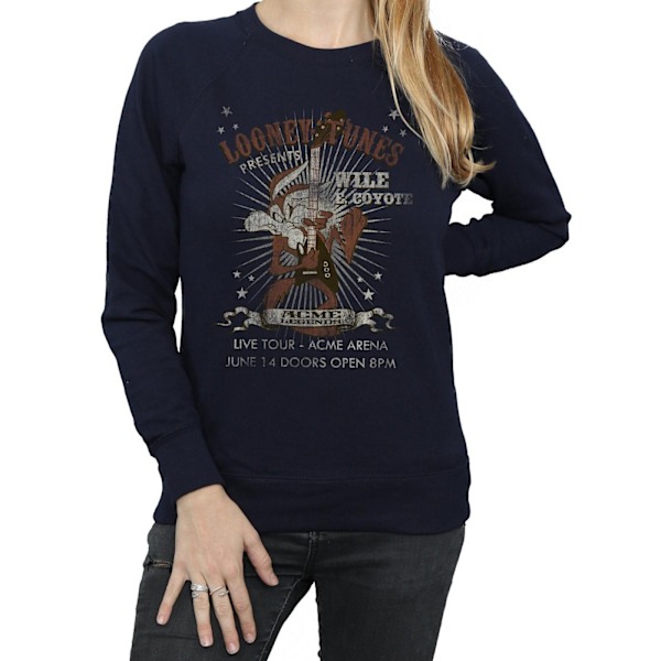 Looney Tunes Dam/Damer Wile E Coyote Gitarr Sweatshirt XXL Navy Blue XXL