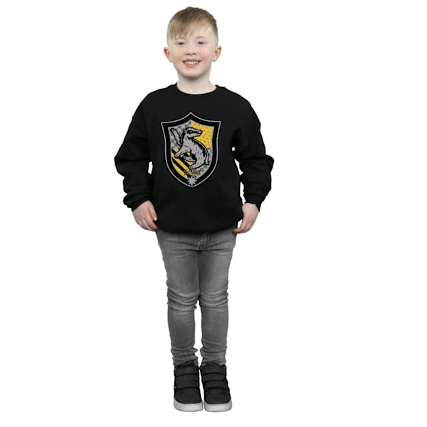 Harry Potter Pojkar Hufflepuff Crest Flat Sweatshirt 7-8 År Bl Black 7-8 Years