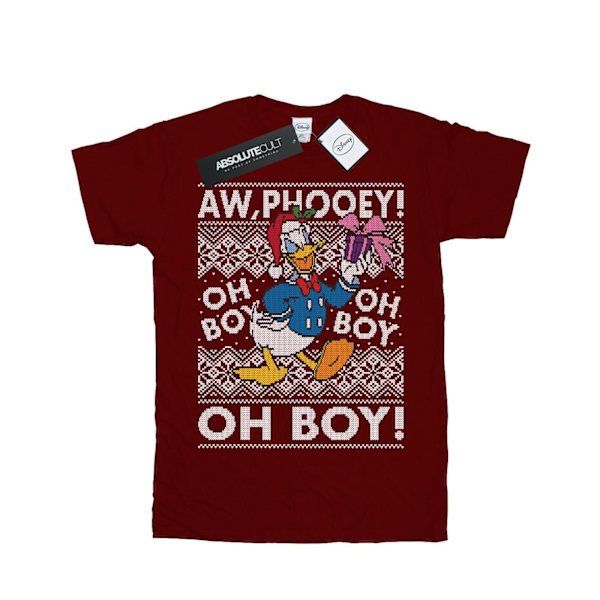 Disney Boys Donald Duck Jul Fair Isle T-shirt 9-11 år Burgundy 9-11 Years