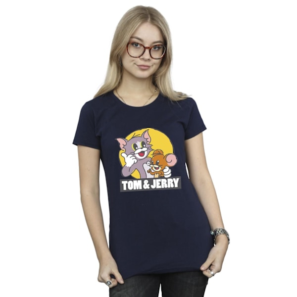 Tom And Jerry Dam/Kvinnor Skiss Logotyp Bomull T-shirt M Marinblå B Navy Blue M